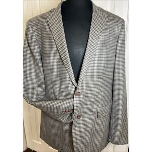 Lauren‎ Ralph Lauren Brown Grey Gingham Check 2 Button Blazer 46L